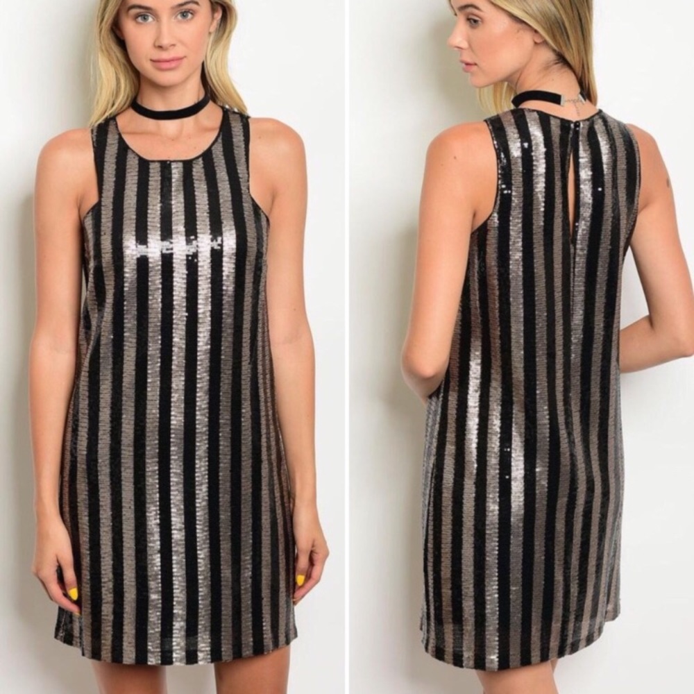Black and Gold Sequence Dress